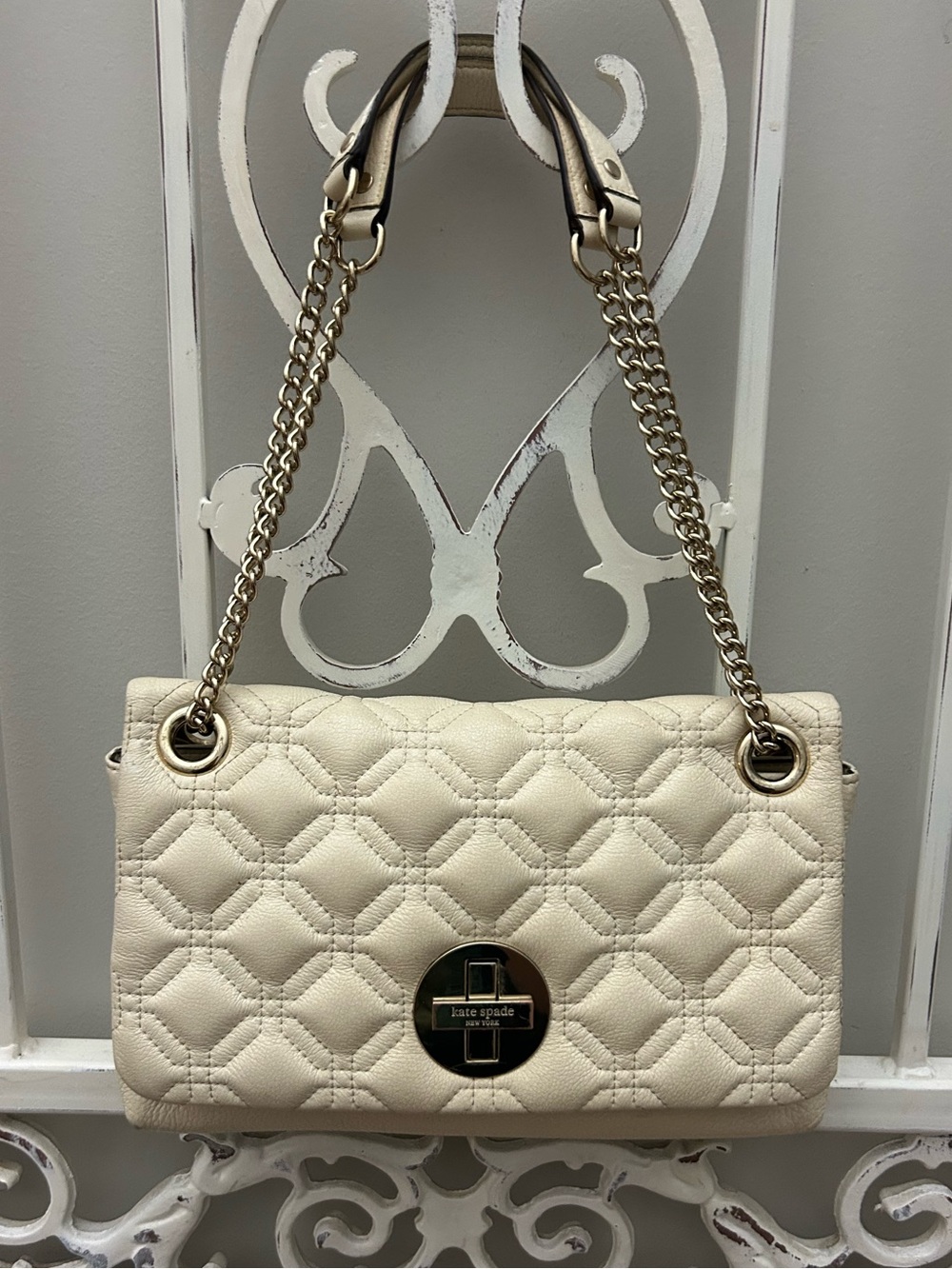 kate spade Cream Quilted Leather Chain-Handle Shoulder Bag